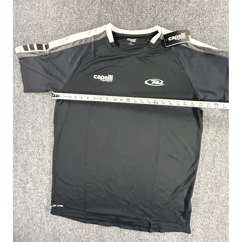 Capelli Sport Mens XL CS-COOL Soccer Training Jersey Black Grey White Stripe NWT - Picture 7 of 7